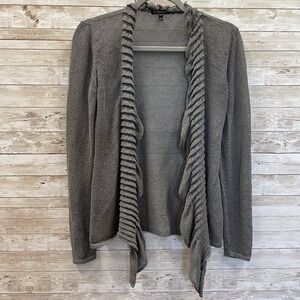 Eileen Fisher Womens P Petite Cardigan Linen Blend‎ Open Weave Gray Shawl Collar